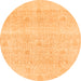 Round Machine Washable Abstract Orange Modern Area Rugs, wshabs1279org