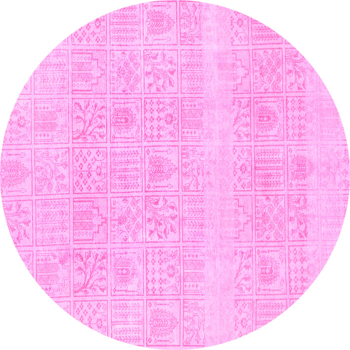 Round Abstract Pink Modern Rug, abs1279pnk