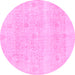 Round Abstract Pink Modern Rug, abs1279pnk