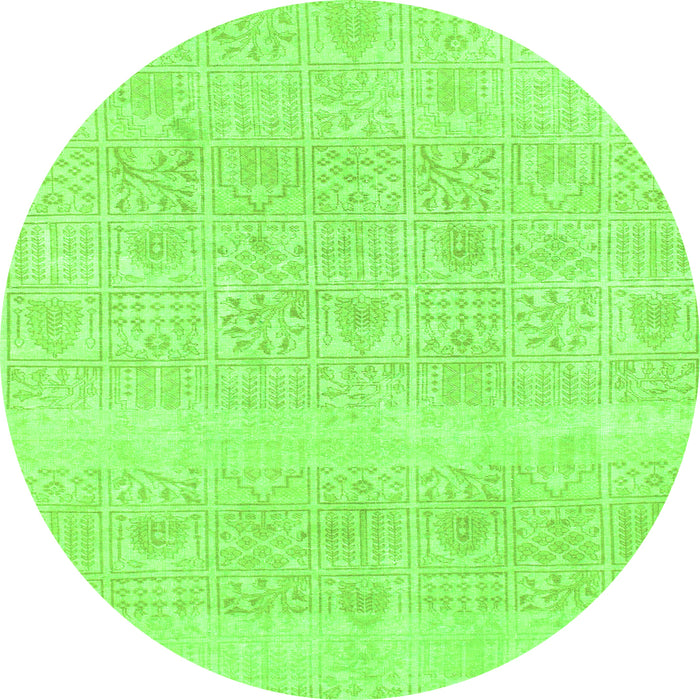 Round Abstract Green Modern Rug, abs1279grn