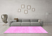 Machine Washable Abstract Pink Modern Rug in a Living Room, wshabs1279pnk