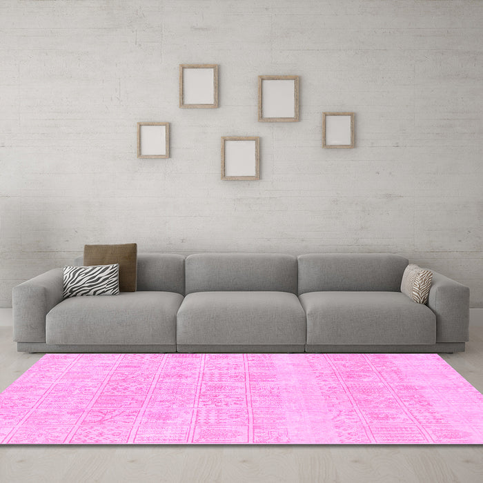 Machine Washable Abstract Pink Modern Rug in a Living Room, wshabs1279pnk