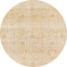 Round Abstract Yellow Modern Rug, abs1279