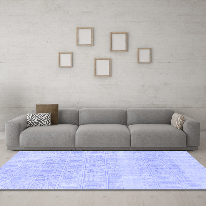 Machine Washable Abstract Blue Modern Rug in a Living Room, wshabs1279blu