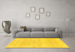 Machine Washable Abstract Yellow Modern Rug in a Living Room, wshabs1279yw