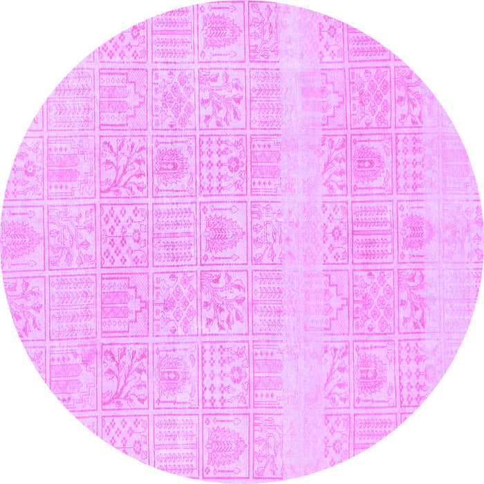 Round Machine Washable Abstract Purple Modern Area Rugs, wshabs1279pur