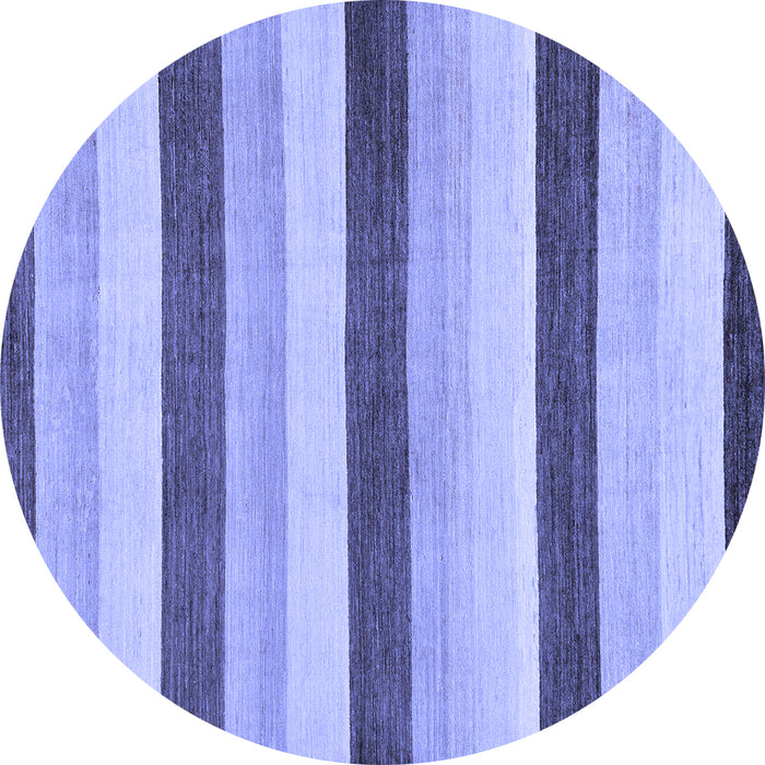 Round Machine Washable Solid Blue Modern Rug, wshabs127blu
