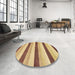 Round Abstract Red Solid Rug in a Office, abs127