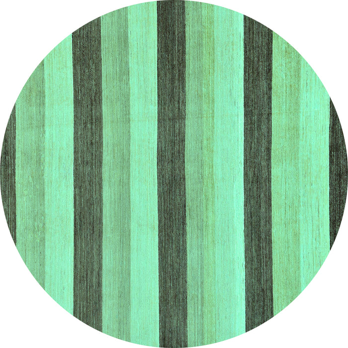 Round Machine Washable Solid Turquoise Modern Area Rugs, wshabs127turq