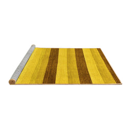 Sideview of Machine Washable Solid Yellow Modern Rug, wshabs127yw