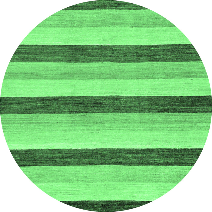 Round Machine Washable Solid Emerald Green Modern Area Rugs, wshabs127emgrn