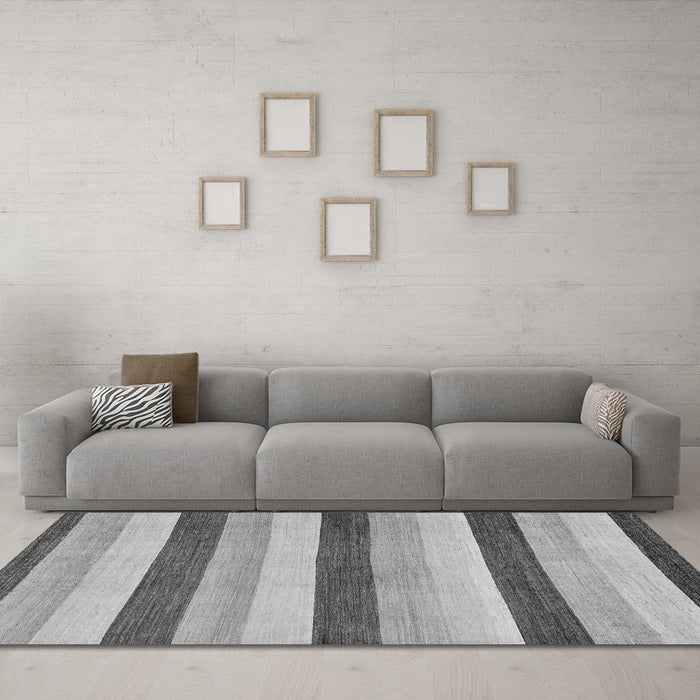 Machine Washable Solid Gray Modern Rug in a Living Room,, wshabs127gry
