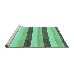Sideview of Machine Washable Solid Turquoise Modern Area Rugs, wshabs127turq