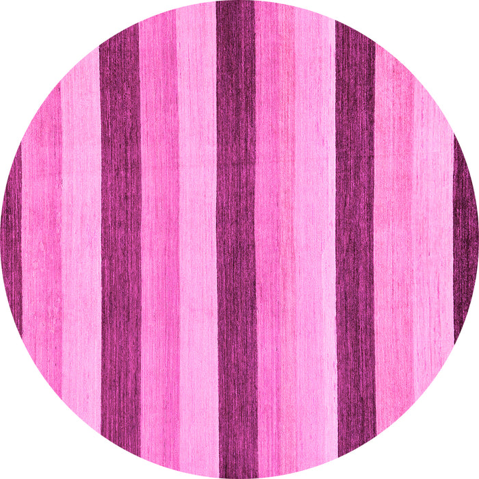 Round Machine Washable Solid Pink Modern Rug, wshabs127pnk