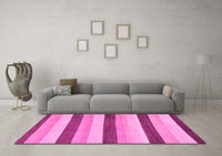 Machine Washable Solid Pink Modern Rug, wshabs127pnk