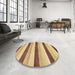 Round Machine Washable Abstract Red Rug in a Office, wshabs127