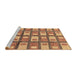 Sideview of Machine Washable Abstract Red Rug, wshabs128