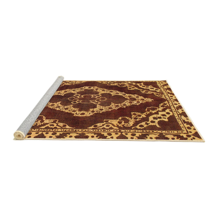 Sideview of Machine Washable Abstract Yellow Rug, wshabs1280