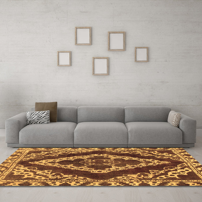 Machine Washable Abstract Brown Modern Rug in a Living Room,, wshabs1280brn