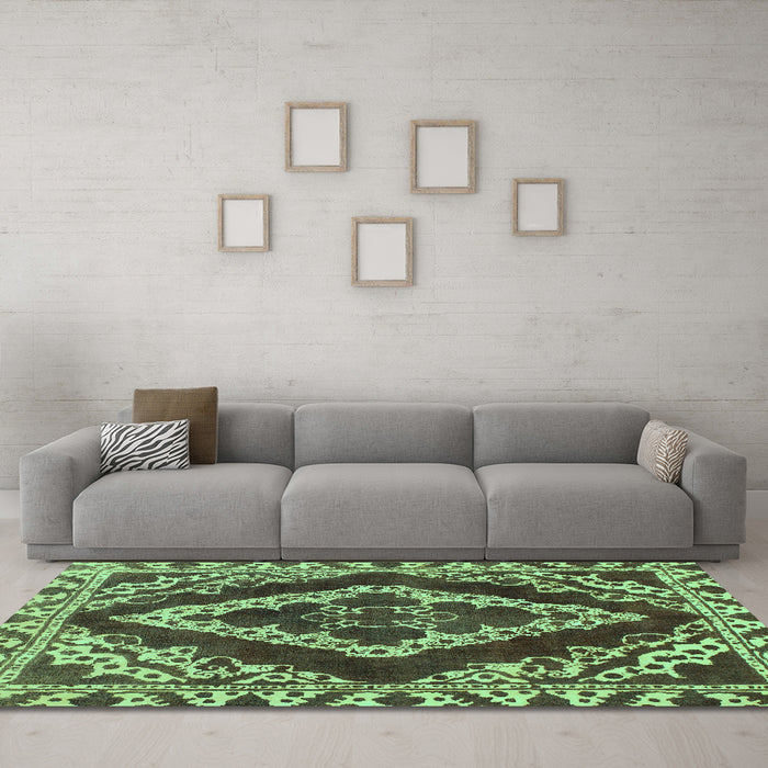Machine Washable Abstract Turquoise Modern Area Rugs in a Living Room,, wshabs1280turq