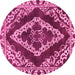 Round Machine Washable Abstract Pink Modern Rug, wshabs1280pnk