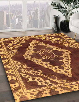 Machine Washable Abstract Yellow Rug in a Family Room, wshabs1280