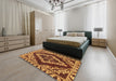 Machine Washable Abstract Yellow Rug in a Bedroom, wshabs1280