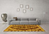 Machine Washable Abstract Yellow Modern Rug, wshabs1280yw