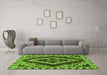 Machine Washable Abstract Green Modern Area Rugs in a Living Room,, wshabs1280grn