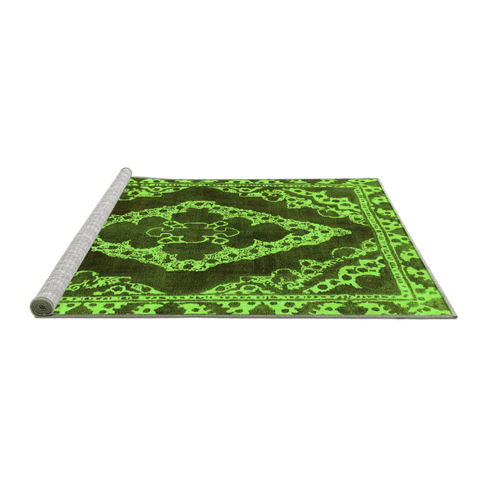 Sideview of Machine Washable Abstract Green Modern Area Rugs, wshabs1280grn
