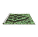 Sideview of Machine Washable Abstract Turquoise Modern Area Rugs, wshabs1280turq