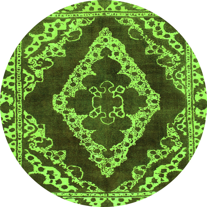 Round Machine Washable Abstract Green Modern Area Rugs, wshabs1280grn