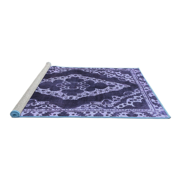 Sideview of Machine Washable Abstract Blue Modern Rug, wshabs1280blu