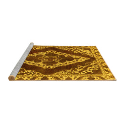 Sideview of Machine Washable Abstract Yellow Modern Rug, wshabs1280yw