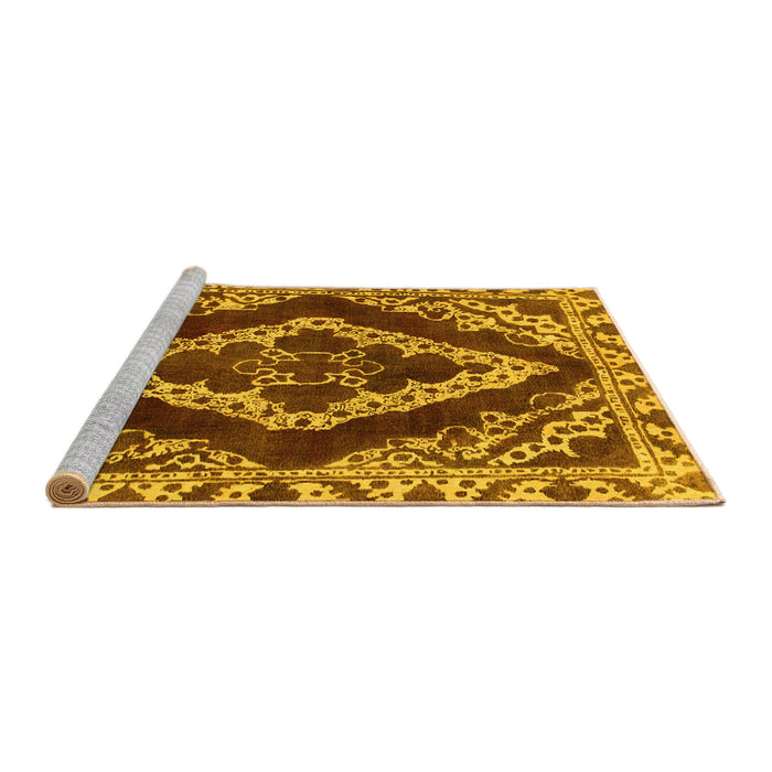 Sideview of Machine Washable Abstract Yellow Modern Rug, wshabs1280yw
