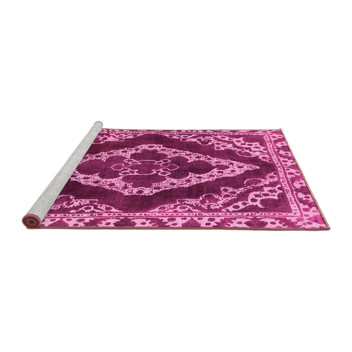 Sideview of Machine Washable Abstract Pink Modern Rug, wshabs1280pnk