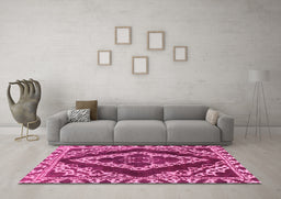 Machine Washable Abstract Pink Modern Rug in a Living Room, wshabs1280pnk