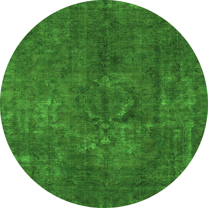 Round Abstract Green Modern Rug, abs1281grn