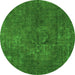 Round Abstract Green Modern Rug, abs1281grn