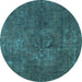 Round Abstract Light Blue Modern Rug, abs1281lblu