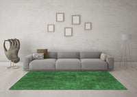 Machine Washable Abstract Emerald Green Modern Rug, wshabs1281emgrn