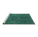 Sideview of Machine Washable Abstract Turquoise Modern Area Rugs, wshabs1281turq