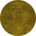 Round Abstract Yellow Modern Rug, abs1281yw