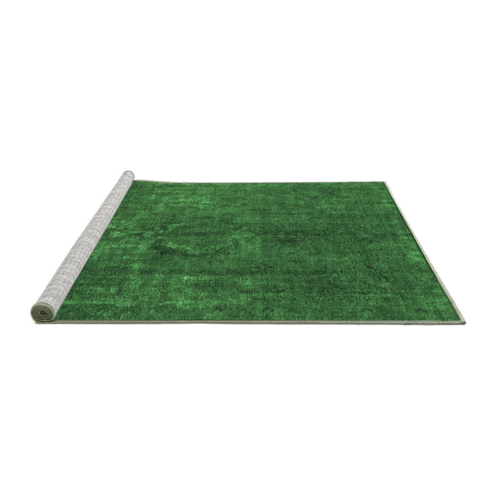 Sideview of Machine Washable Abstract Emerald Green Modern Area Rugs, wshabs1281emgrn