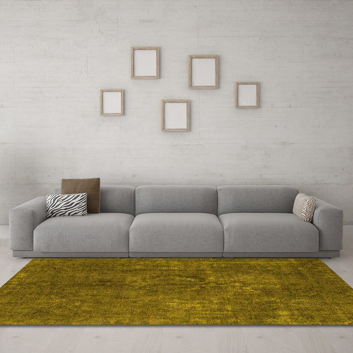 Machine Washable Abstract Yellow Modern Rug in a Living Room, wshabs1281yw
