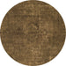 Round Abstract Brown Modern Rug, abs1281brn