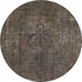 Round Abstract Puce Purple Modern Rug, abs1281