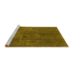 Sideview of Machine Washable Abstract Yellow Modern Rug, wshabs1281yw