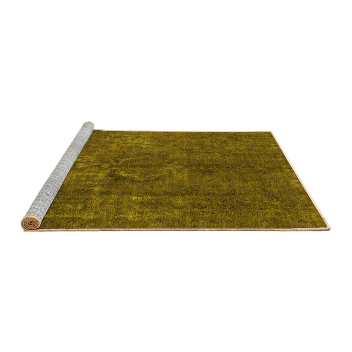 Sideview of Machine Washable Abstract Yellow Modern Rug, wshabs1281yw