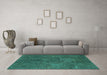 Machine Washable Abstract Turquoise Modern Area Rugs in a Living Room,, wshabs1281turq